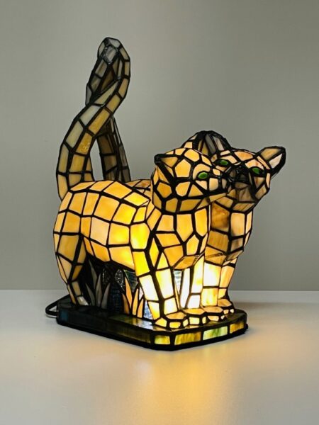 Tiffany Tierlampe Cats – Katzenlampe aus handgefertigtem Bleiglas – Bild 12