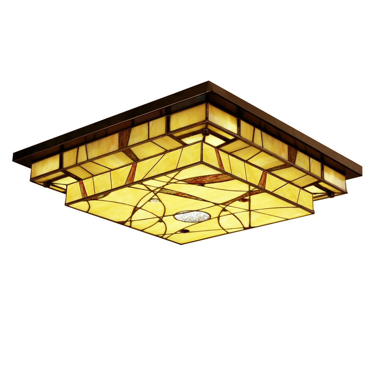 Tiffany Deckenleuchte Mission Style Royale – quadratische Deckenlampe – 4-flammig – 50 cm