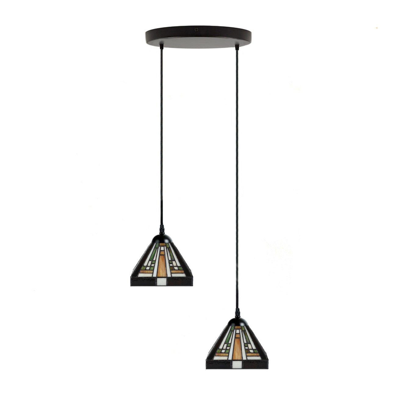 Tiffany Kronleuchter Rising Sun Small 2 – geometrisches Design – 2-flammig