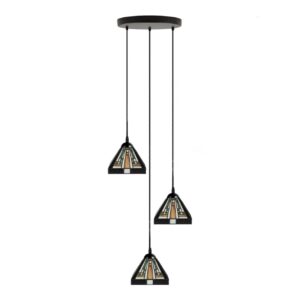 Tiffany Kronleuchter Rising Sun Small 3 – geometrisches Design – 3-flammig