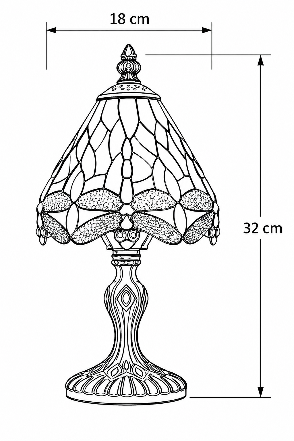 Tiffany Tischlampe 5620 - Ø 18x30 cm Grünes Glas Libelle – Bild 3