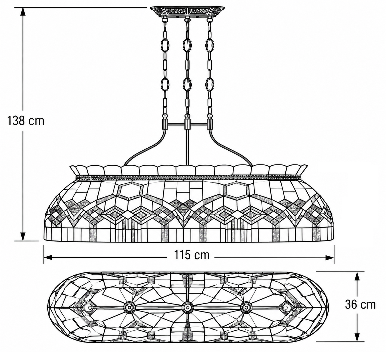 Tiffany Billard- und Lesetischlampe Geo – 115 cm – Bild 12
