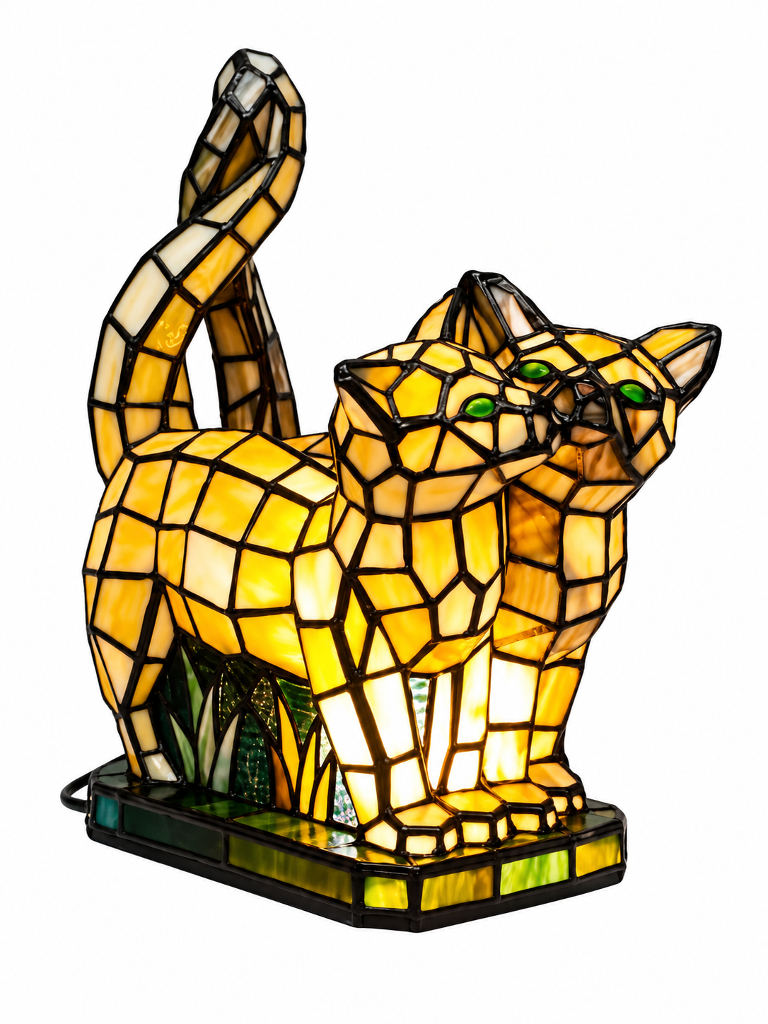 Tiffany Tierlampe Cats – Katzenlampe aus handgefertigtem Bleiglas