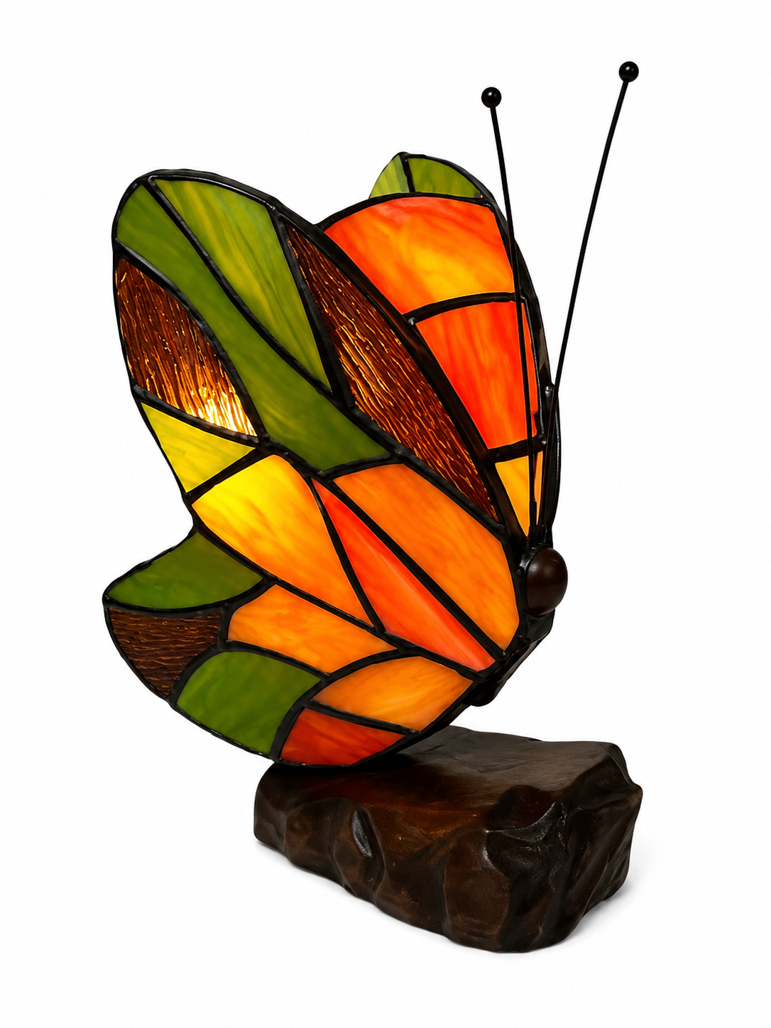 Tiffany Tischlampe Schmetterling Orange – handgefertigte Tiffany-Schmetterlingslampe