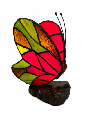 Tiffany Tischlampe Schmetterling Rot – handgefertigte Tiffany-Schmetterlingslampe