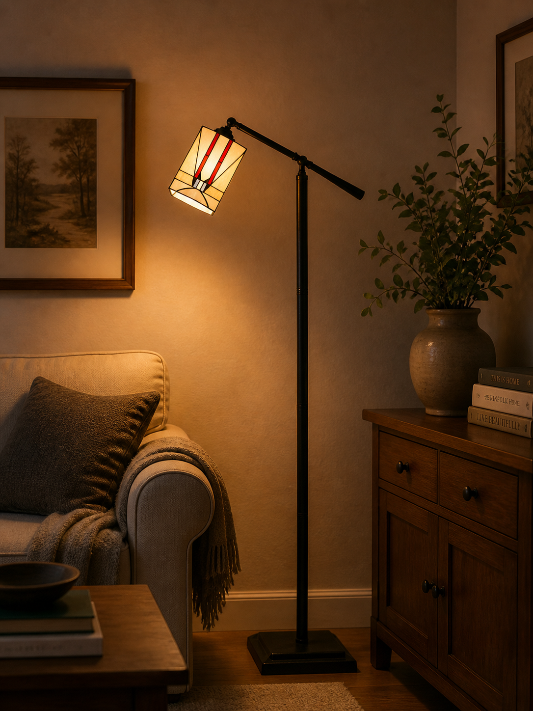 Tiffany Stehlampe Tuschinski Triangle – verstellbare Leselampe – Amsterdamse Schule – Bild 2