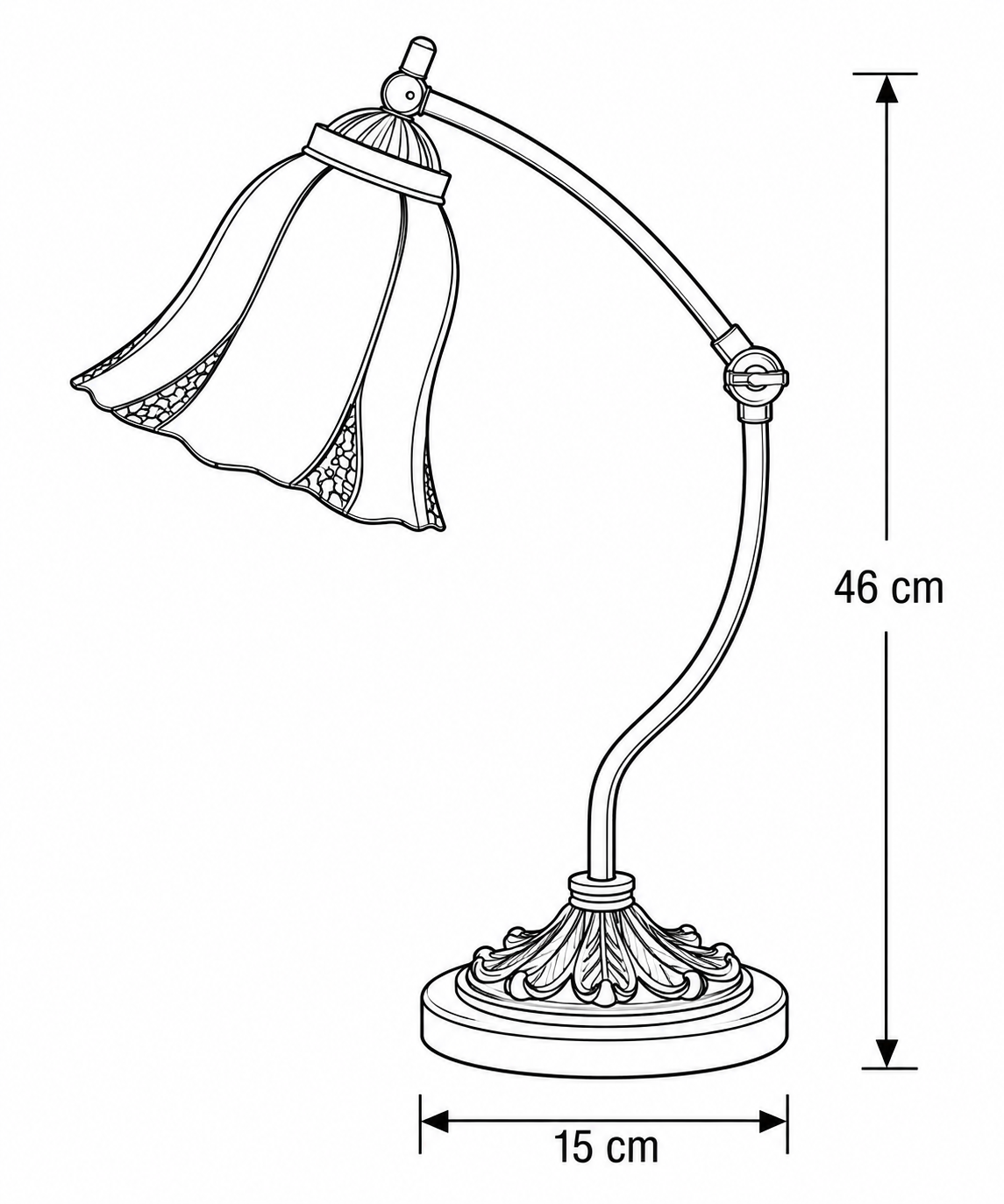 Tiffany Schreibtischlampe Corolla – verstellbare Leuchte mit Blütenschirm – Bild 15