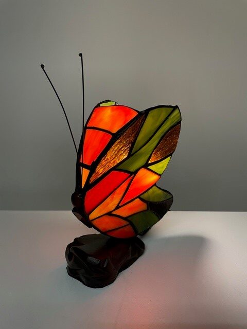 Tiffany Tischlampe Schmetterling Orange – handgefertigte Tiffany-Schmetterlingslampe – Bild 8