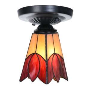 Tiffany-Deckenlampe schwarz mit Fleur de Vanneau "Kievitsbloem"