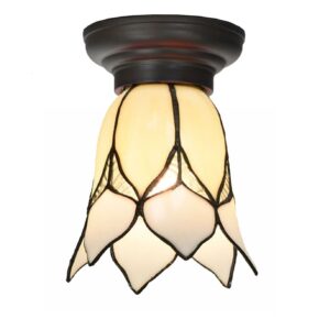 Niedrige Tiffany Deckenleuchte Lovely Flower White