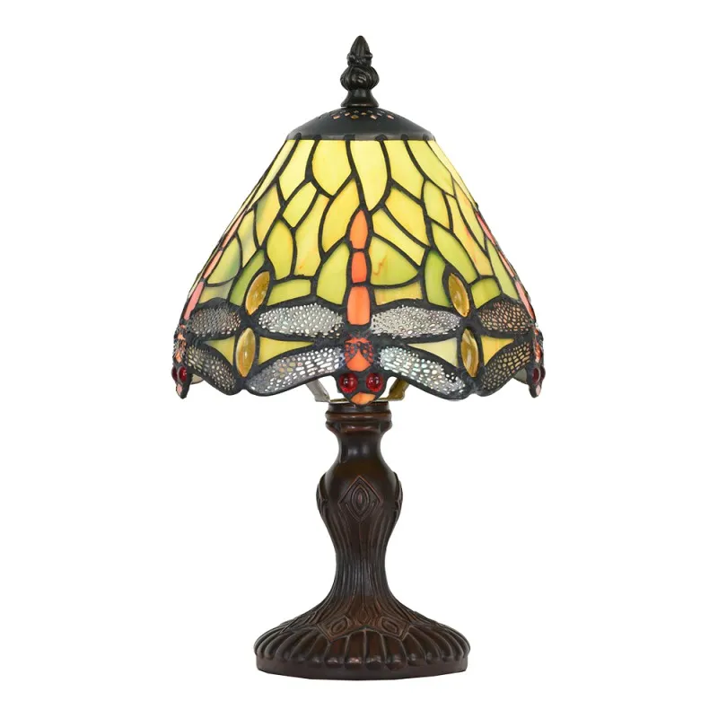 Tiffany Tischlampe 5620 - Ø 18x30 cm Grünes Glas Libelle