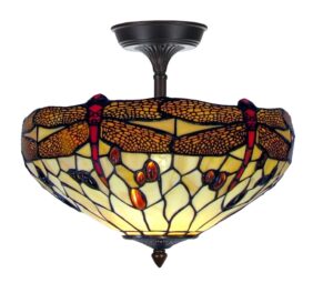 Tiffany Deckenleuchte Ø 30cm Beige Dragonfly Flow