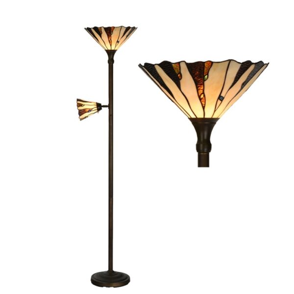 Tiffany Stehlampe Halden – Uplight mit Leselampe – 178 cm – Bild 6