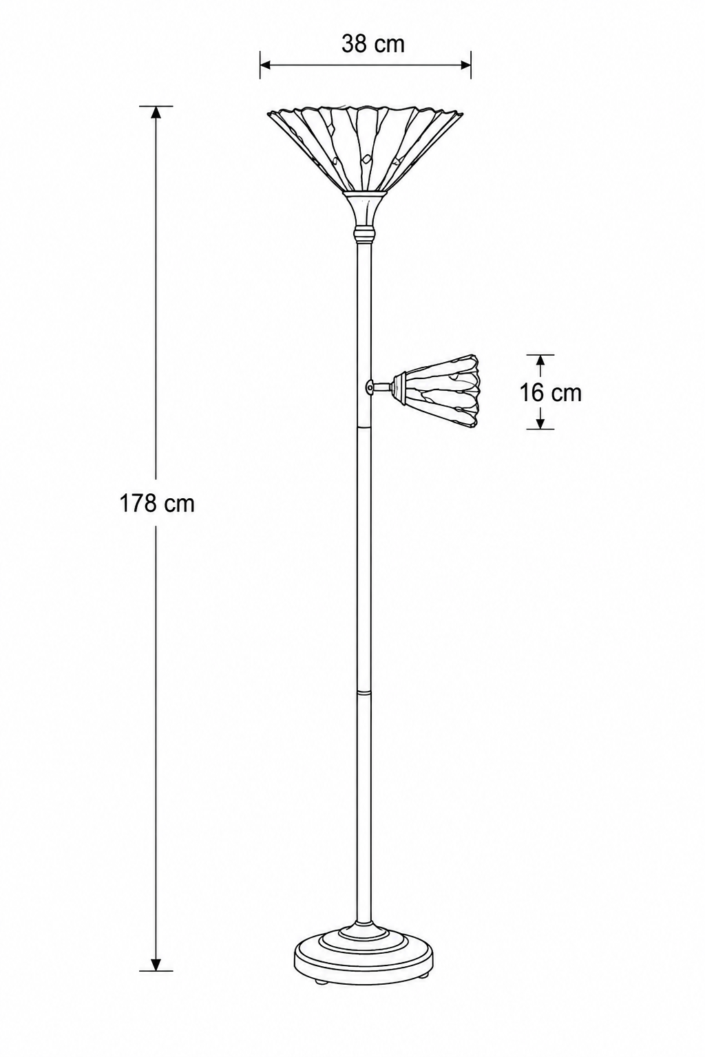 Tiffany Stehlampe Halden – Uplight mit Leselampe – 178 cm – Bild 7