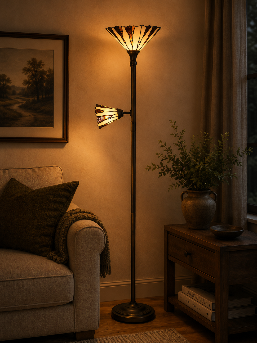 Tiffany Stehlampe Halden – Uplight mit Leselampe – 178 cm – Bild 2