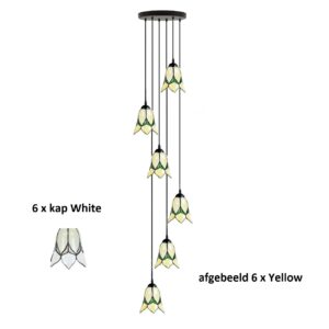 Tiffany 6-flammiger Kronleuchter Lovely Flower White 6
