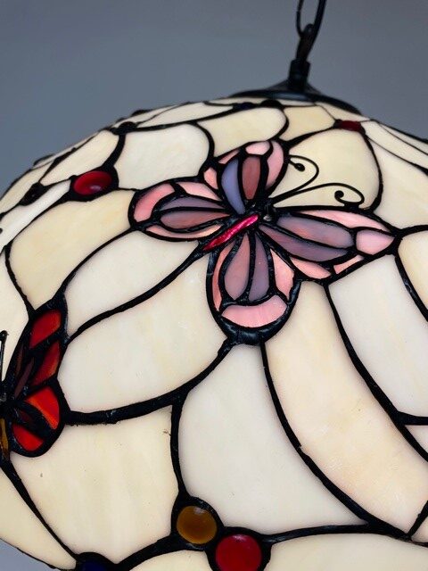 Tiffany Hängelampe Ø 50cm Papillon -98 3 Fassungen – Bild 3