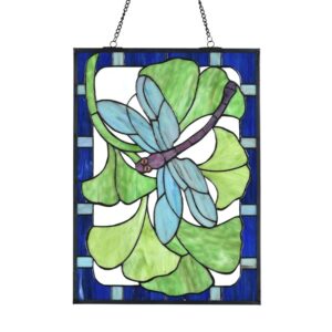 Tiffany Glasvenster Dragonfly loves Ginkgo