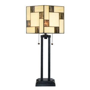 Tiffany Tischlampe Mondrian mit Architektensockel