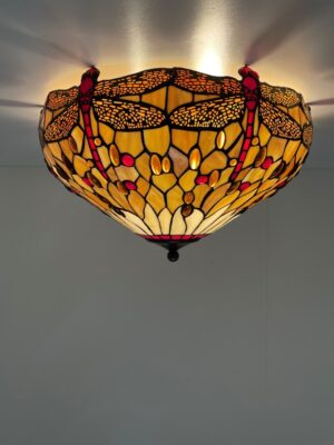 Tiffany Deckenleuchte Ø49cm Beige Dragonfly 80