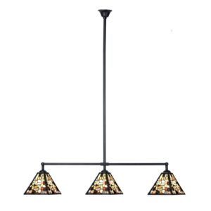 Tiffany T-Lampe Fallingwater Small – 3-flammige Hängelampe mit charaktervollem Glasdesign