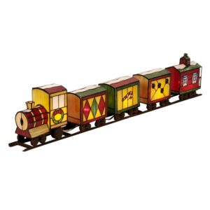 Tiffany Tischlampe Zug 100×9×20 cm – Rot-Grünes Tiffany-Glas