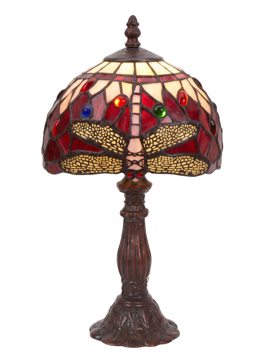 Tiffany Tischlampe Dragonfly Belle Rouge 20cm – Libelle Rot