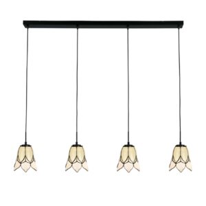 Tiffany Hängelampe Lovely Flower White – 4-flammige Balkenleuchte – weiße Blume