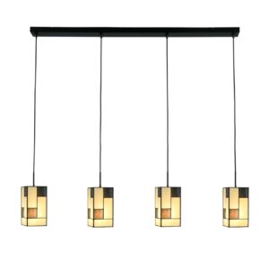 Tiffany Hängelampe Mondriaan – 4-flammige Balkenleuchte – geometrisches Design