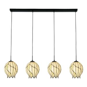 Tiffany Hängelampe Nature Open – 4-flammige Balkenleuchte – Gelb Glas