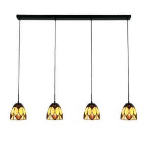 Tiffany Hängelampe Parabola Small – 4-flammige Balkenleuchte 120 cm