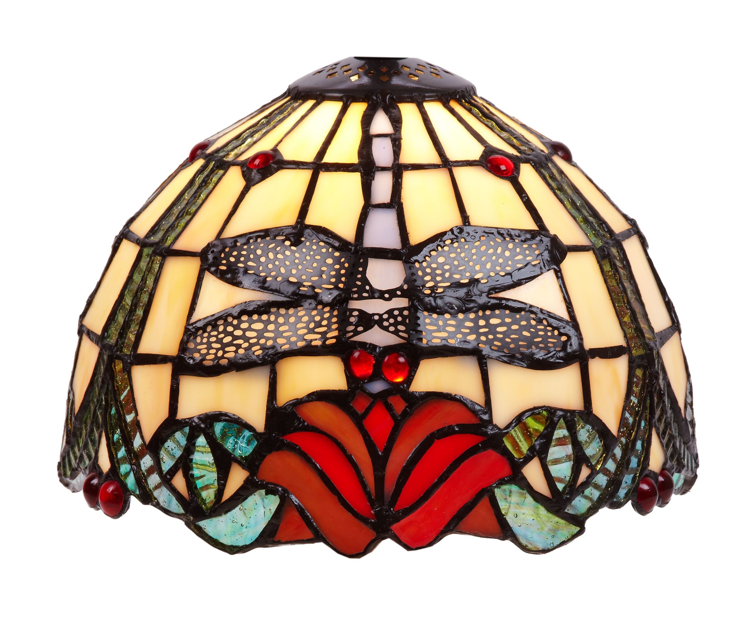 Tiffany Lampenschirm Dragonfly Rosas 20 cm – Libelle Rosenmotiv