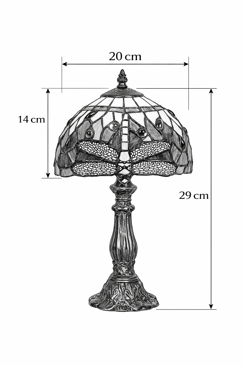 Tiffany Tischlampe Dragonfly Belle Rouge 20cm – Libelle Rot – Bild 3