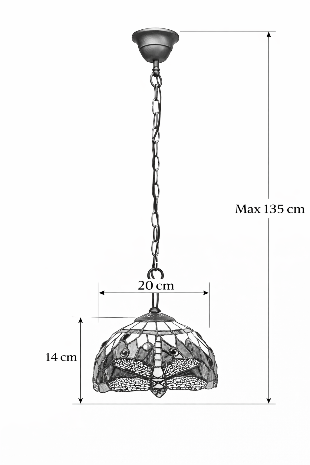 Tiffany Hängelampe Dragonfly Belle Rouge 20 cm – Libelle Rot – Bild 3