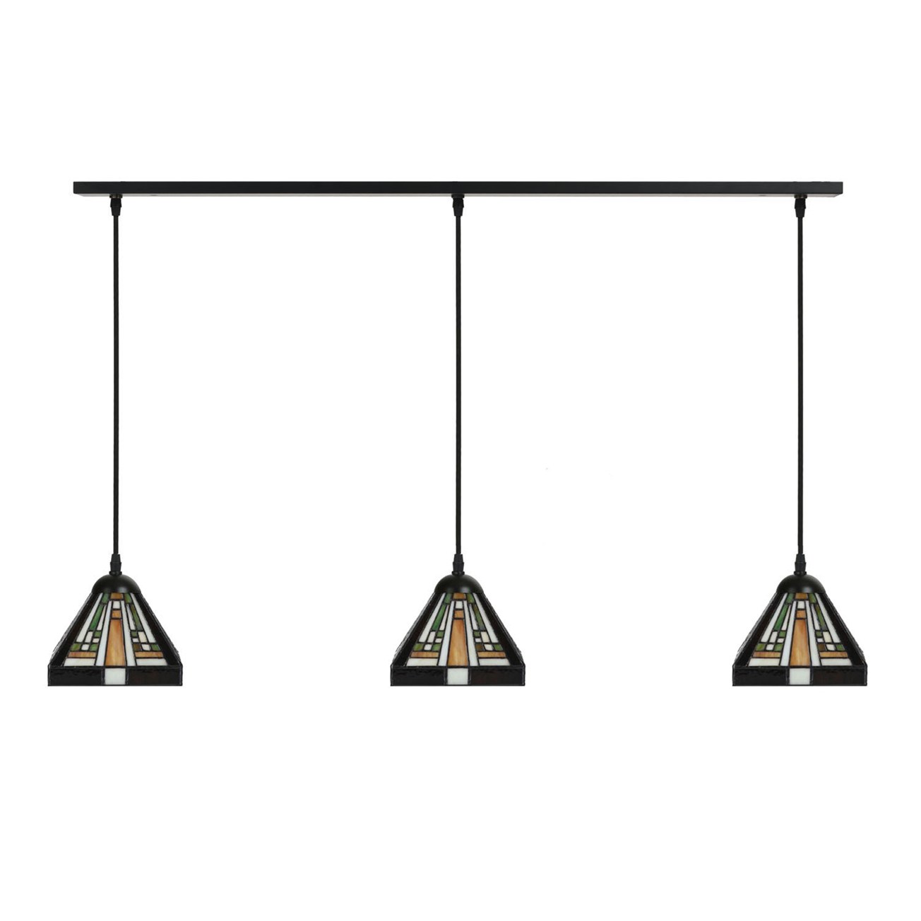 3 x Tiffany Rising Sun Small an Deckenbalken – geometrisches Design – 3-flammig – Bild 4