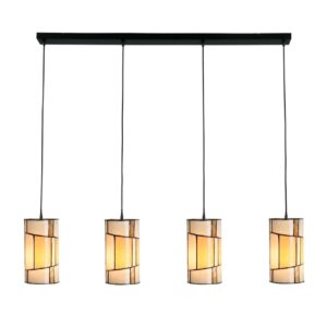 Tiffany Hängelampe Roundabout – 4-flammige Balkenleuchte – geometrisches Design